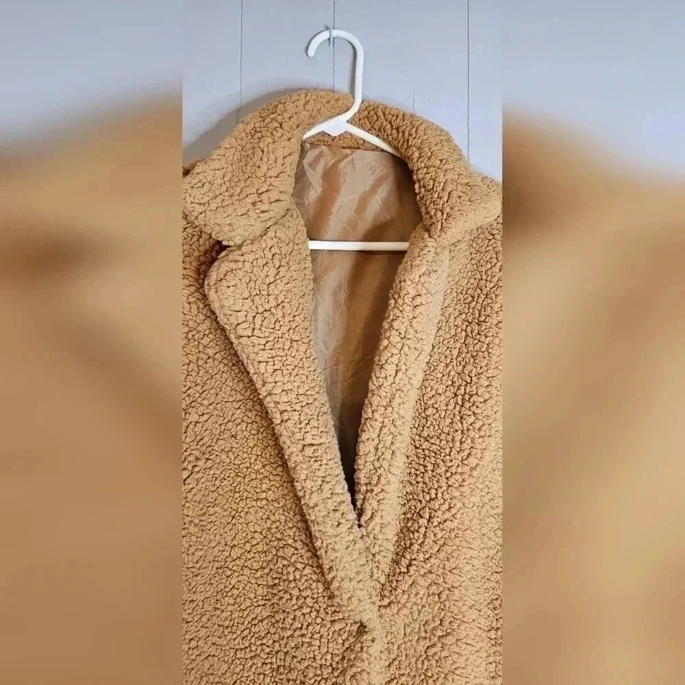 Teddy Bear Tan Cozy Thick Soft Fleece Coat, XL - Picture 4 of 7